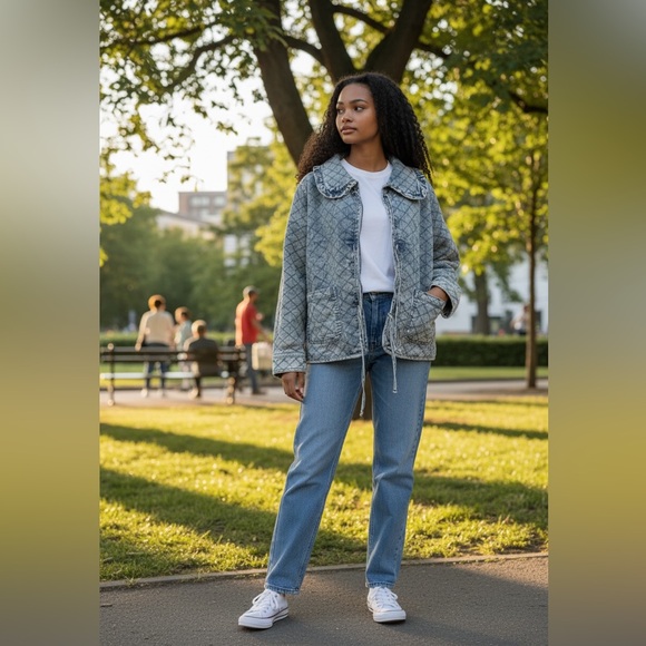 Doe & Rae Jackets & Blazers - Doe & Rae Lined  Denim Tie-Front Jacket Sz L NWOT | Boutique Style Cozy Layering